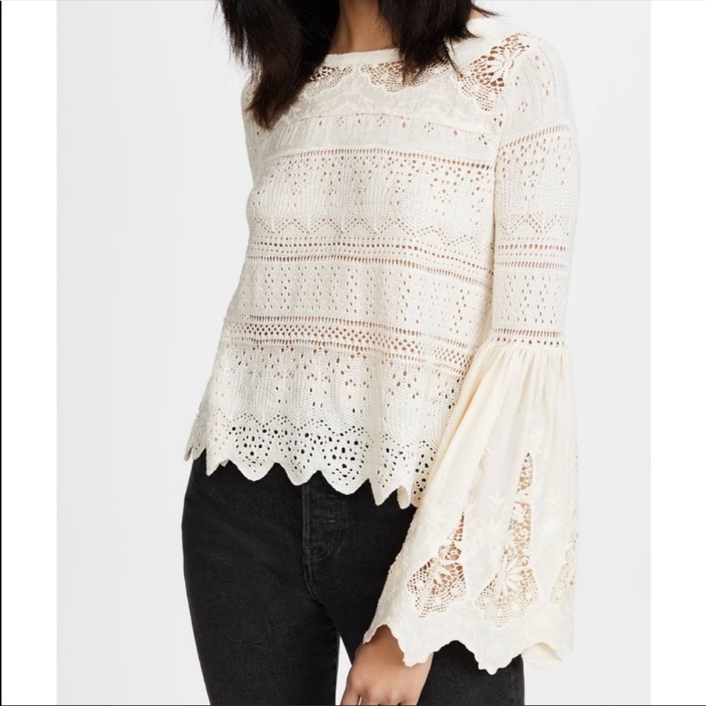 Free People crochet bell sleeve top